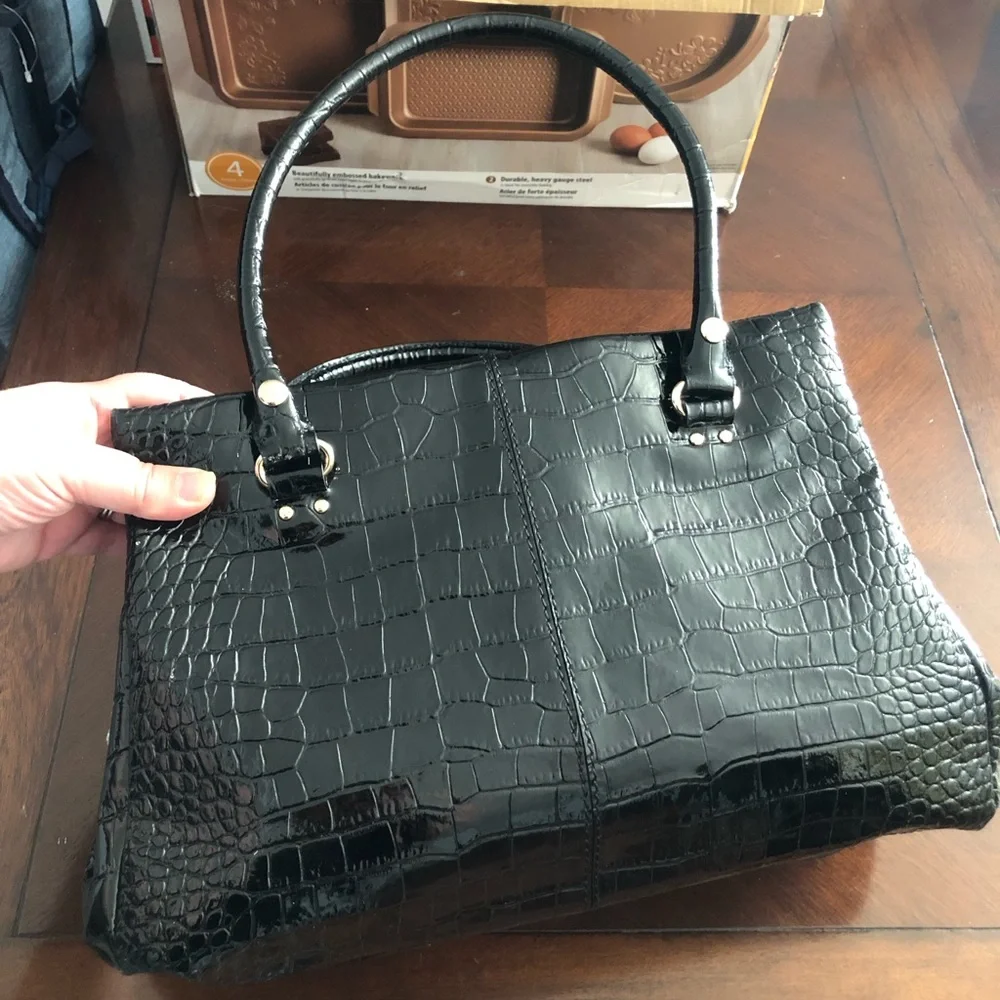 Kate Spade Faux Black Crocodile Pattern Handbag - Picture 3 of 10